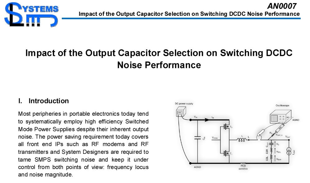 Application Note: Impact of the Output Capacitor Selection on Switching DCDC Noise Performance